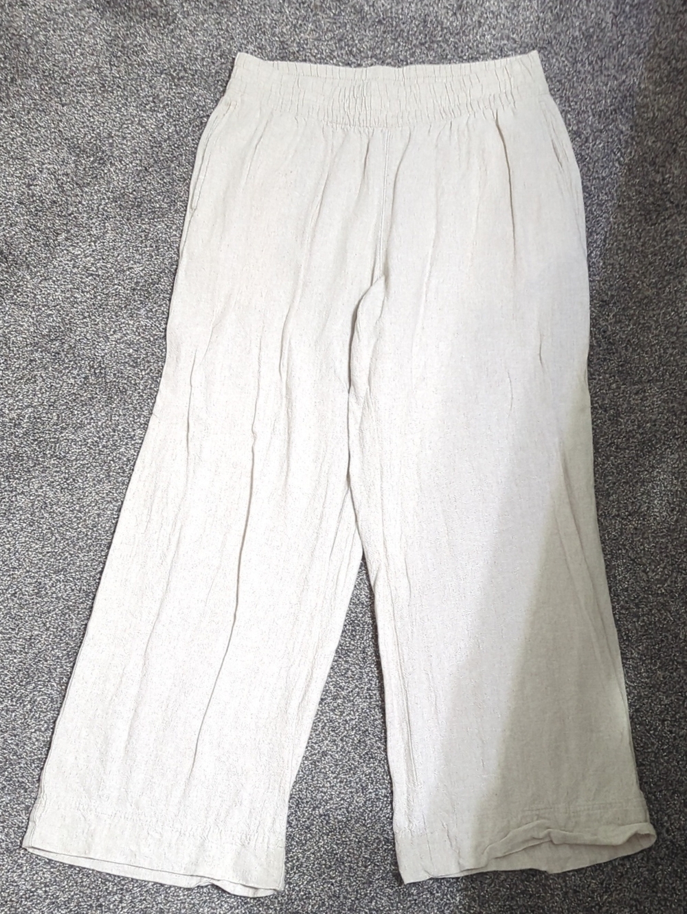 Old Navy Light Beige Wide-Leg Linen-Blend Pants